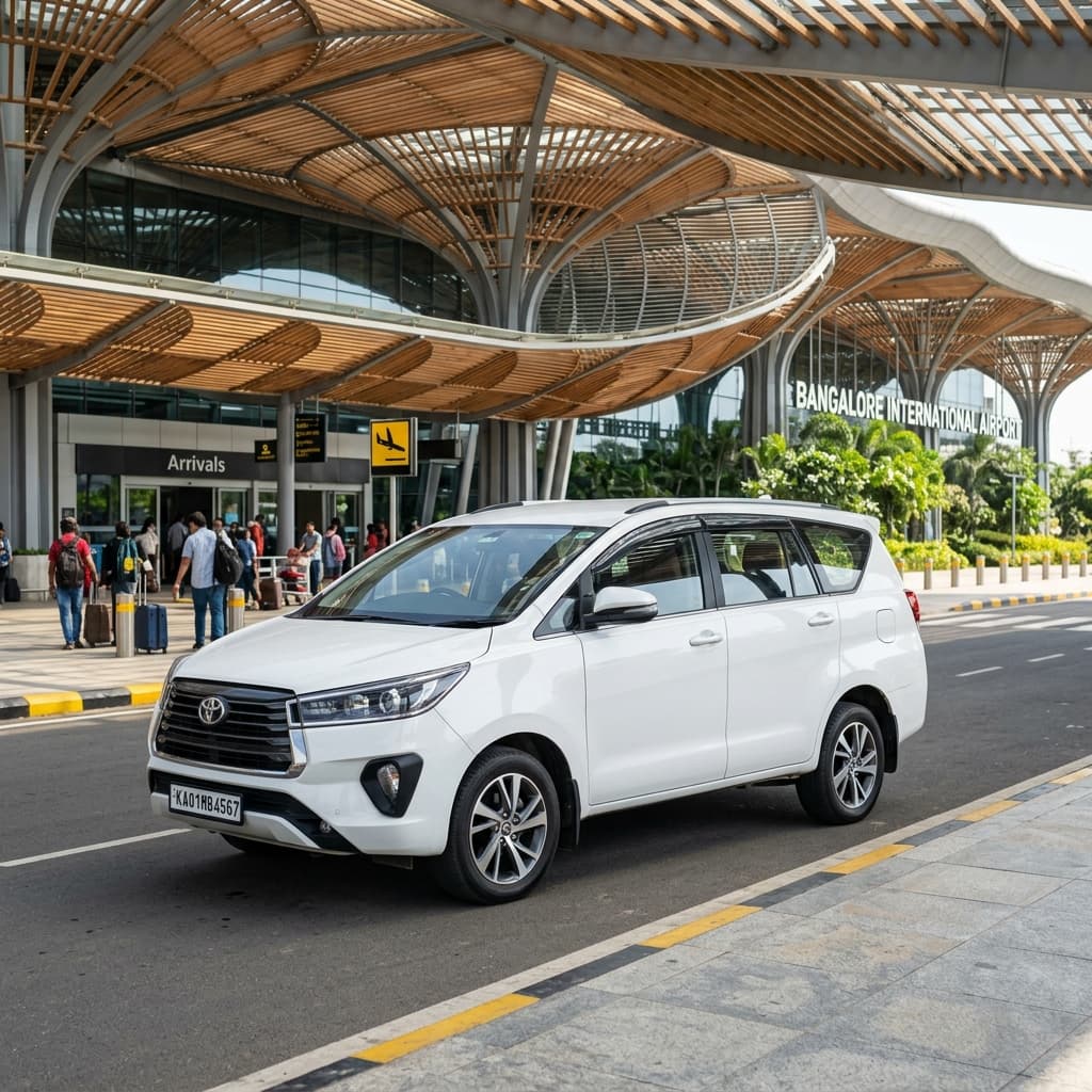 Premium MPV at a modern airport terminal